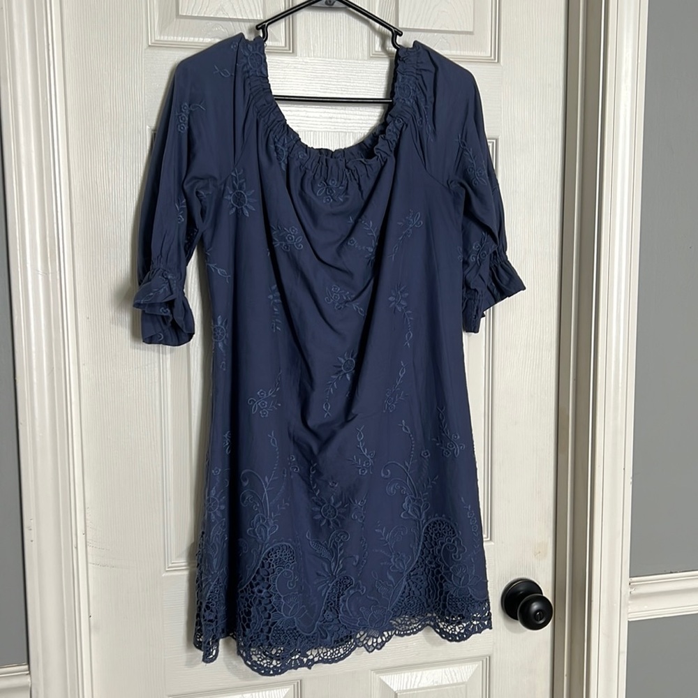 Abercrombie & Fitch Navy Blue Off the Shoulder dress
